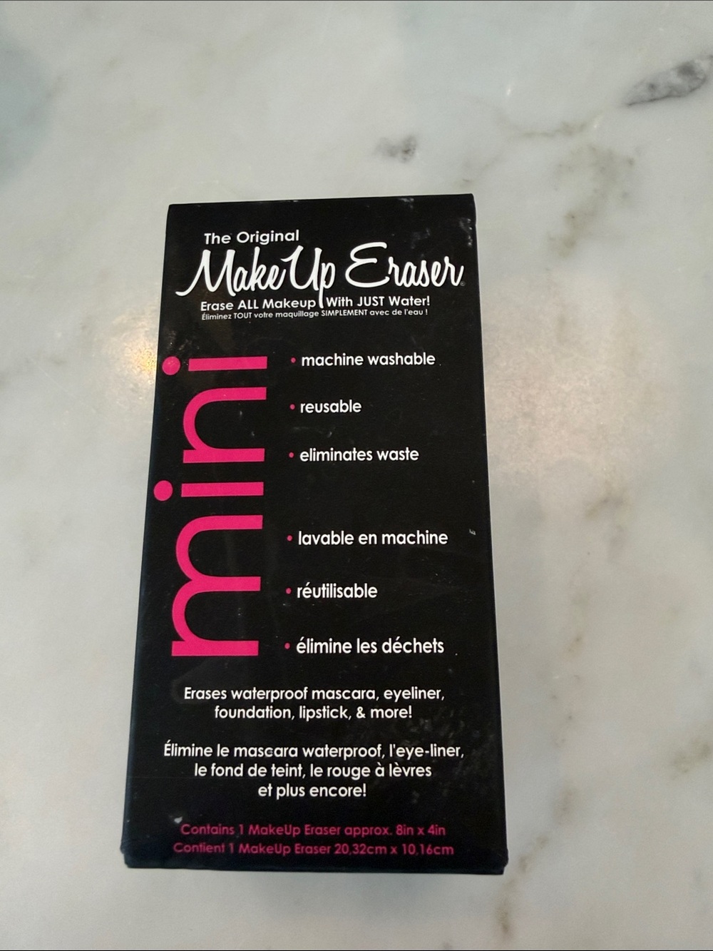MakeUp Eraser Mini Makeup Remover Cloth - Black with Pink Logo, new in box